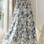 Women's Casual High-Waisted Printed Flared Skirt