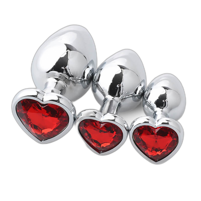 Heart Metal Anal Plug Set - Training Kit