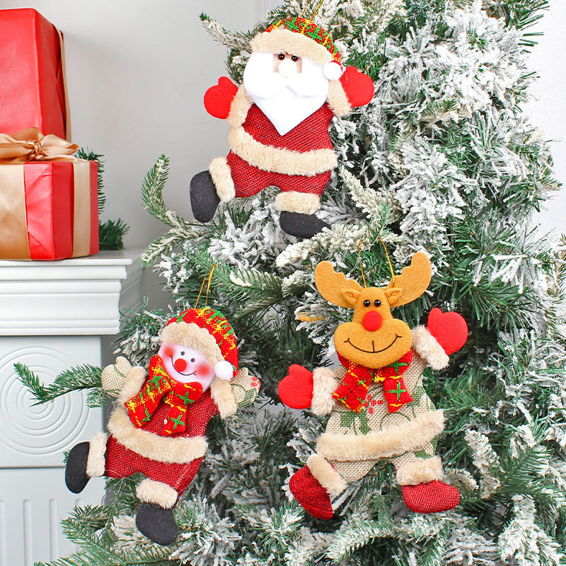 Festive Christmas Tree Ornaments - Santa, Snowman, Reindeer & Bear Figures With Red & White Scarves, Golden Balls & Red Bows - Perfect For Holiday Decor, Christmas Decorations