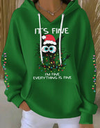 New Christmas Cat-Print Women's Hoodie