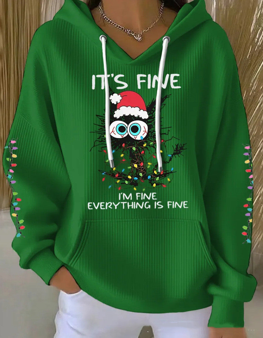 New Christmas Cat-Print Women's Hoodie