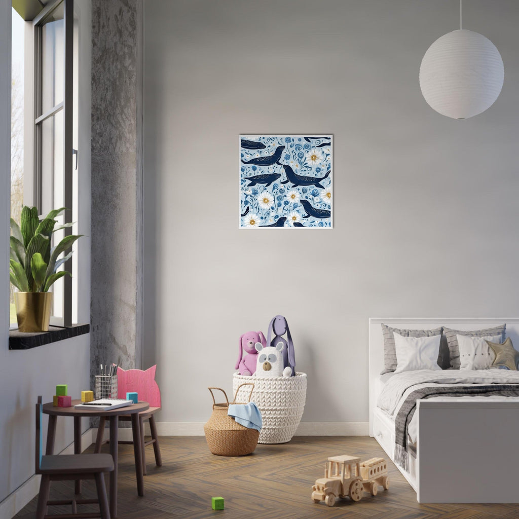 Whimsical Seal and Daisy Framed Wall Art