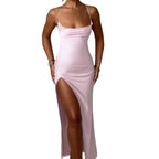 Women's Slit Satin Slip Dress