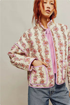 Flower Thin Pocket Decorative Cardigan Cotton Jacket