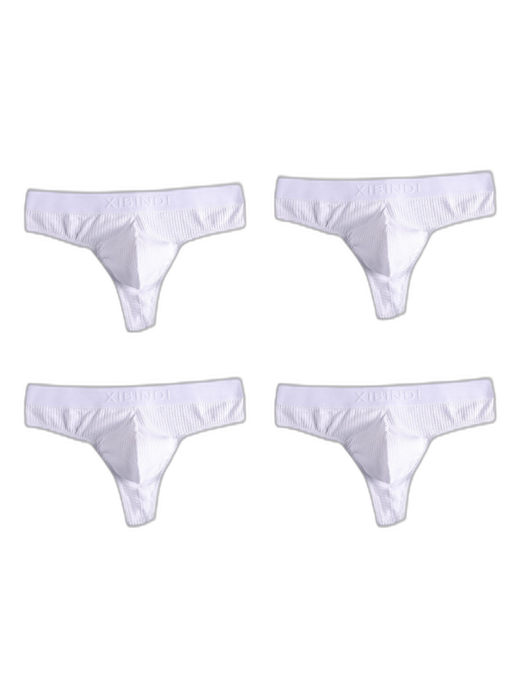 4-Pack Men's Ultra-Soft Cotton Mid-Rise Stay-Put Fit Seamless Thong