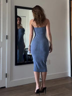 Haze Blue Tube Top Knitted Bodycon Dress