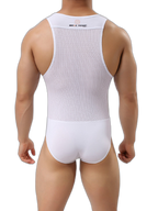 Mens Sexy Sheer Mesh Wrestling Bodysuit