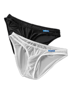 2 Pack Men's Thin Ice Silk Face Mask Fabric U-Convex Sexy Semi-Transparent Bikini