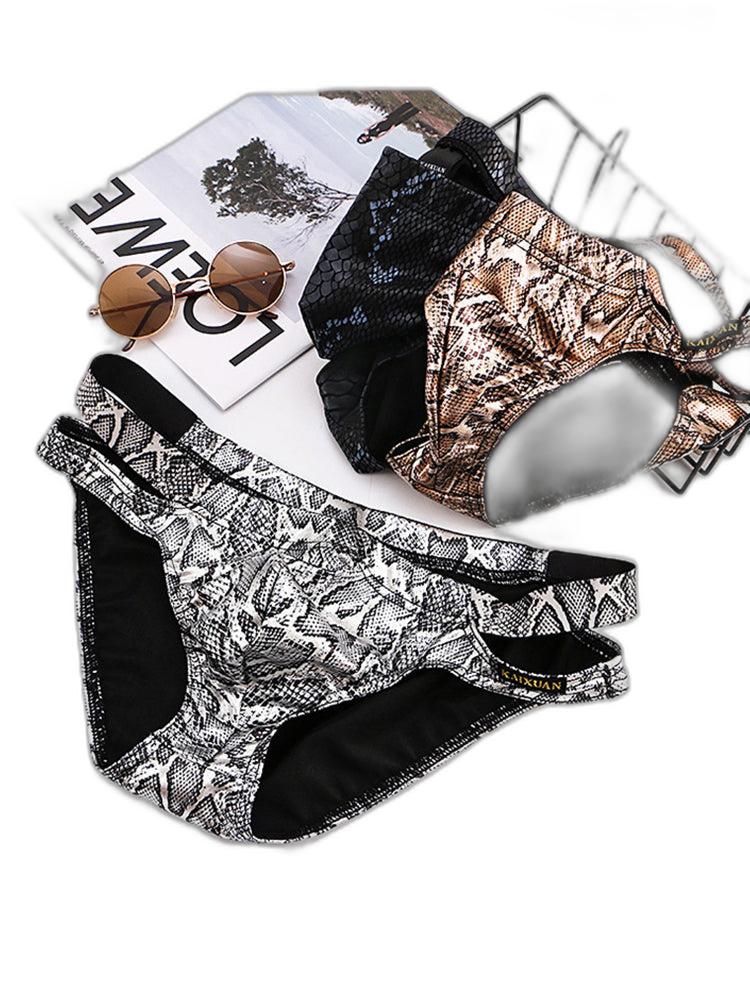 2-pack Men's Snake Print Hollow Briefs