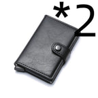 RFID Anti-theft Men Vintage Wallet Aluminum Metal Purse Leather Cover