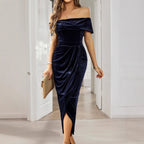 Solid Color Strapless Bodycon Long Dress Women's Dress