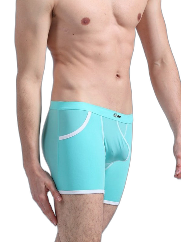 3 Pack Men's Long Leg Boxer Briefs Made of Ultra-Thin Ice Silk with Anti-Wear Elastic