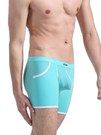 3 Pack Men's Long Leg Boxer Briefs Made of Ultra-Thin Ice Silk with Anti-Wear Elastic