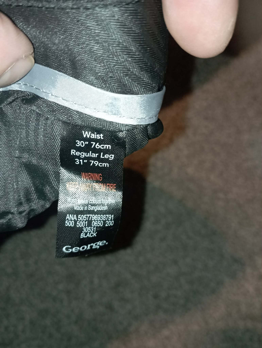 Men's George Black Smart Trousers (W30 Regular)