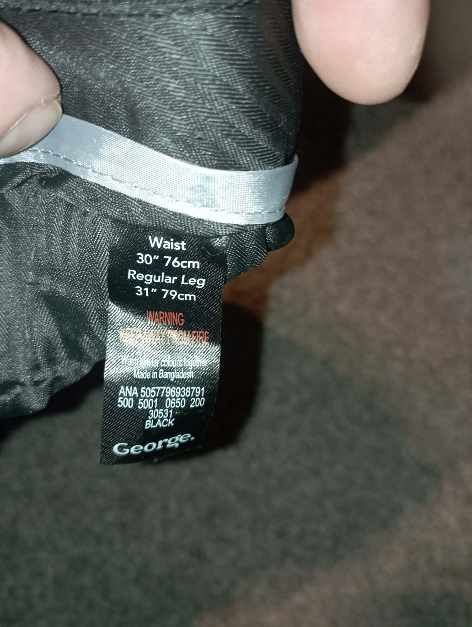 Men's George Black Smart Trousers (W30 Regular)
