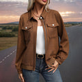 Women's Casual Lapel Texture Solid Color Long Sleeve Jacket