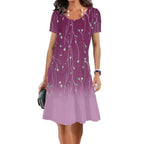 Spring And Summer Print Short Sleeve Round Neck Mid-length Dress