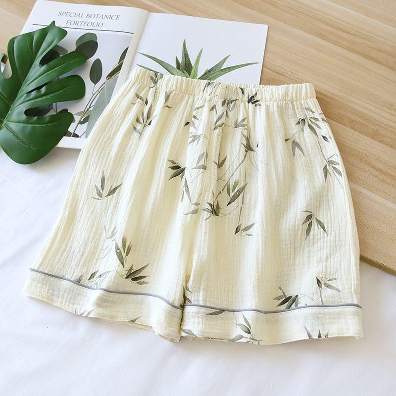 Summer Pure Cotton Gauze Thin Loose Home Shorts