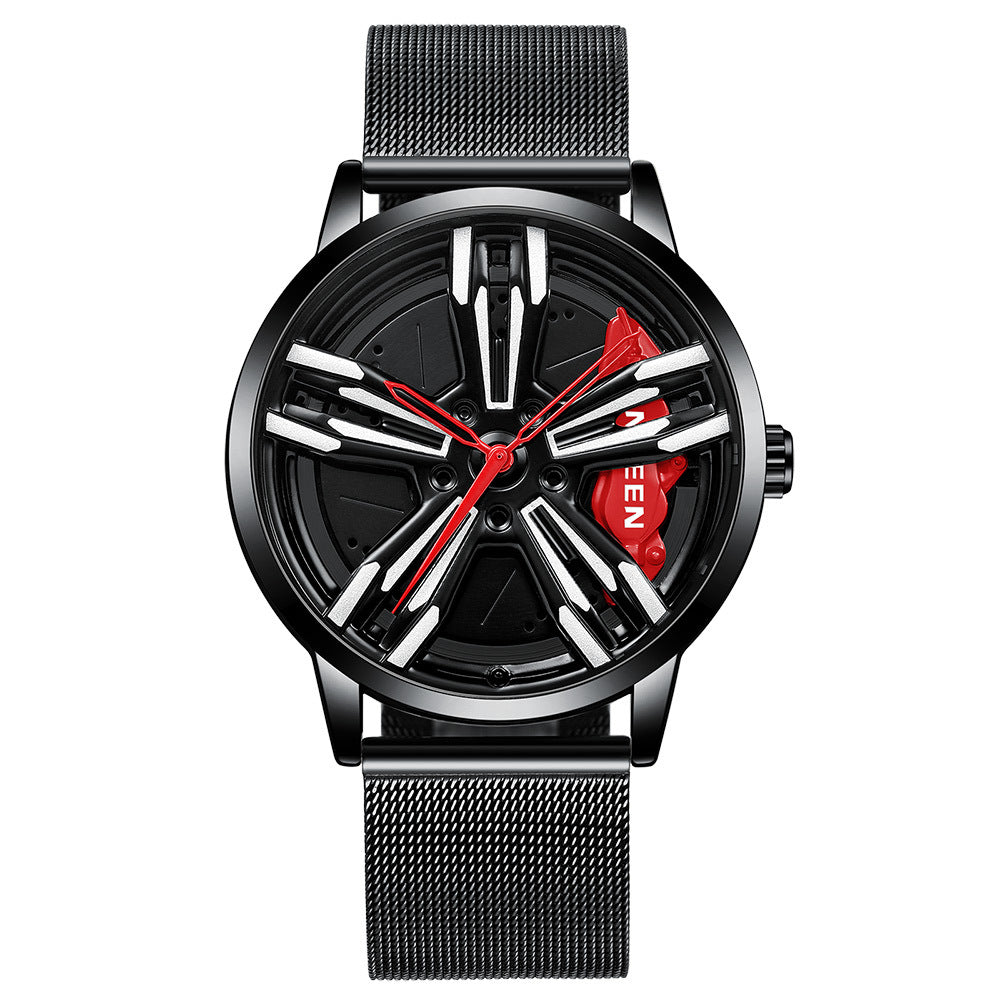 Locomotive Watch Men's  Wheel Three-dimensional Hollow Car