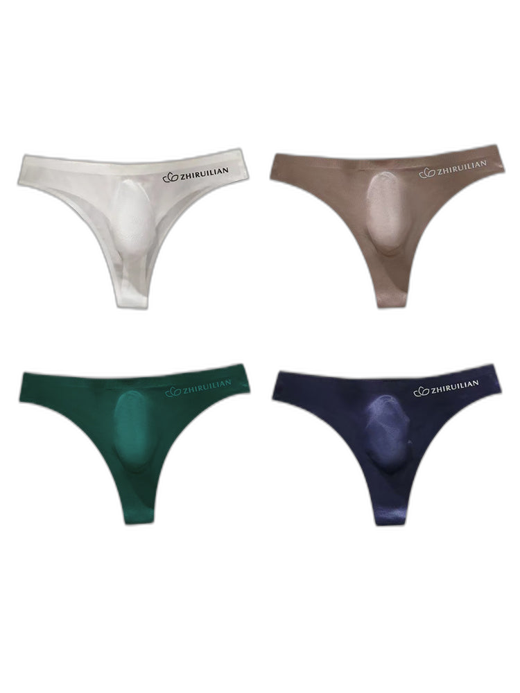 4-pack Men's Sexy Solid Color Letter Seamless Thong