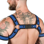 Mr S Leather Neoprene Bulldog Harness | Cobalt Blue