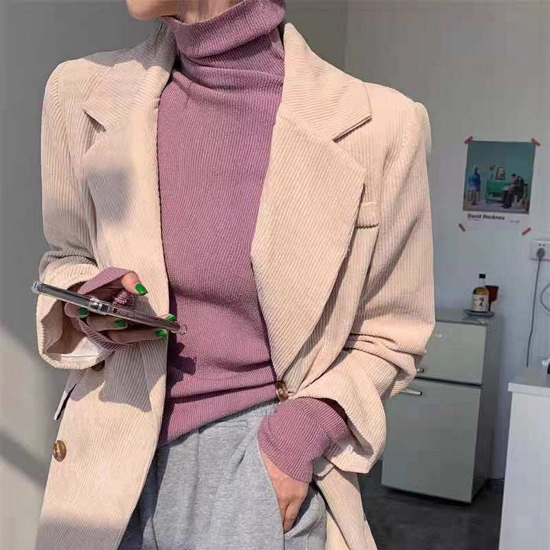 Lapel Women's Slim Bottoming Sweater