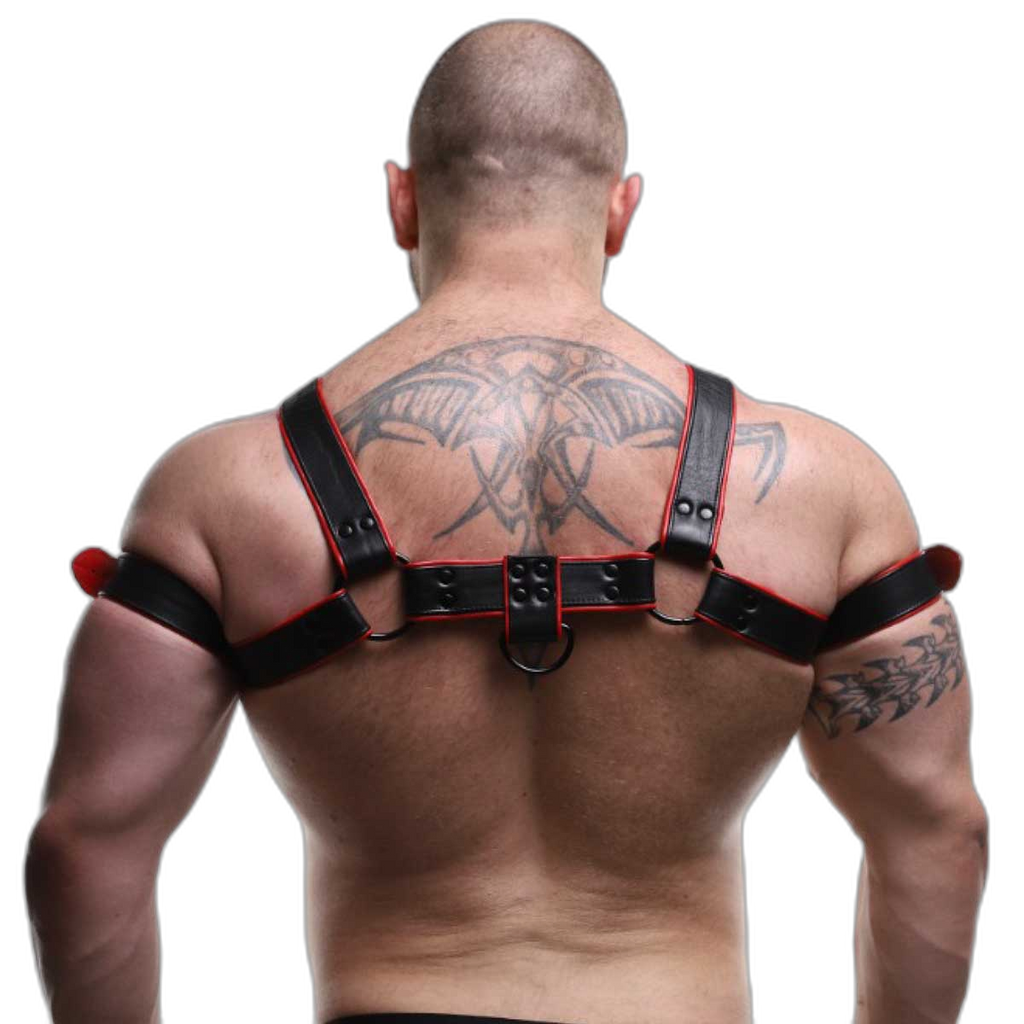 ruff GEAR Double Tone Leather Bulldog Harness Red Black