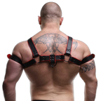 ruff GEAR Double Tone Leather Bulldog Harness Red Black