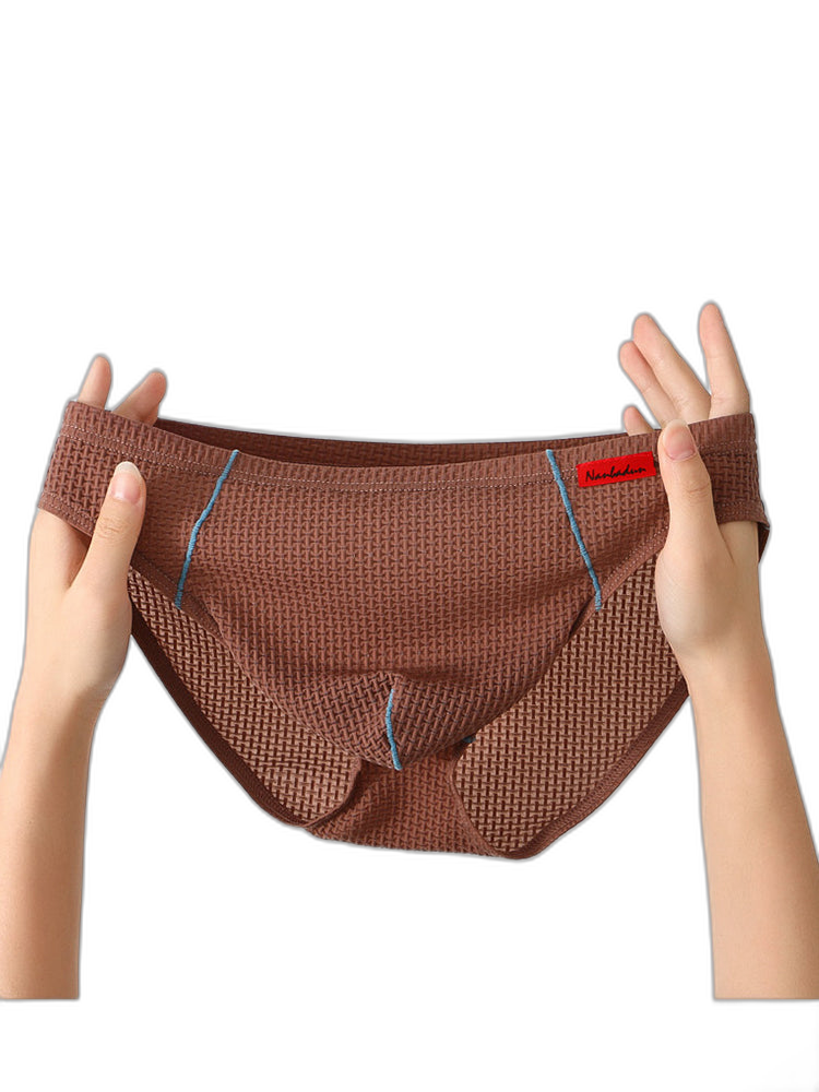3 Pack Men's Nylon Plaid Lift Hip Briefs Triangle Briefs