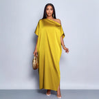 Women's Solid-Color Casual Loose Satin Dress