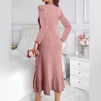 Women's Fashion Solid Color Ruffle Sleeve Long Dress