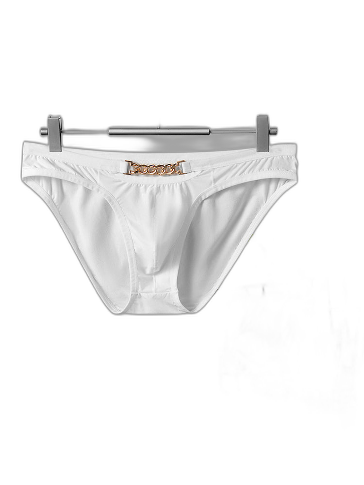 2 Pack Men's U-Pouch Design Metal-Clasp Thin Briefs
