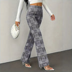 Houndstooth Wide-leg High-waisted Versatile Slim-fit Wool Straight-leg Pants