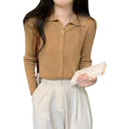 Gentle Long-sleeved Knitted Cardigan Bottoming Top