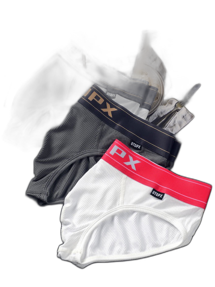 Men's Threaded Fabric U Convex Low-Rise Briefs