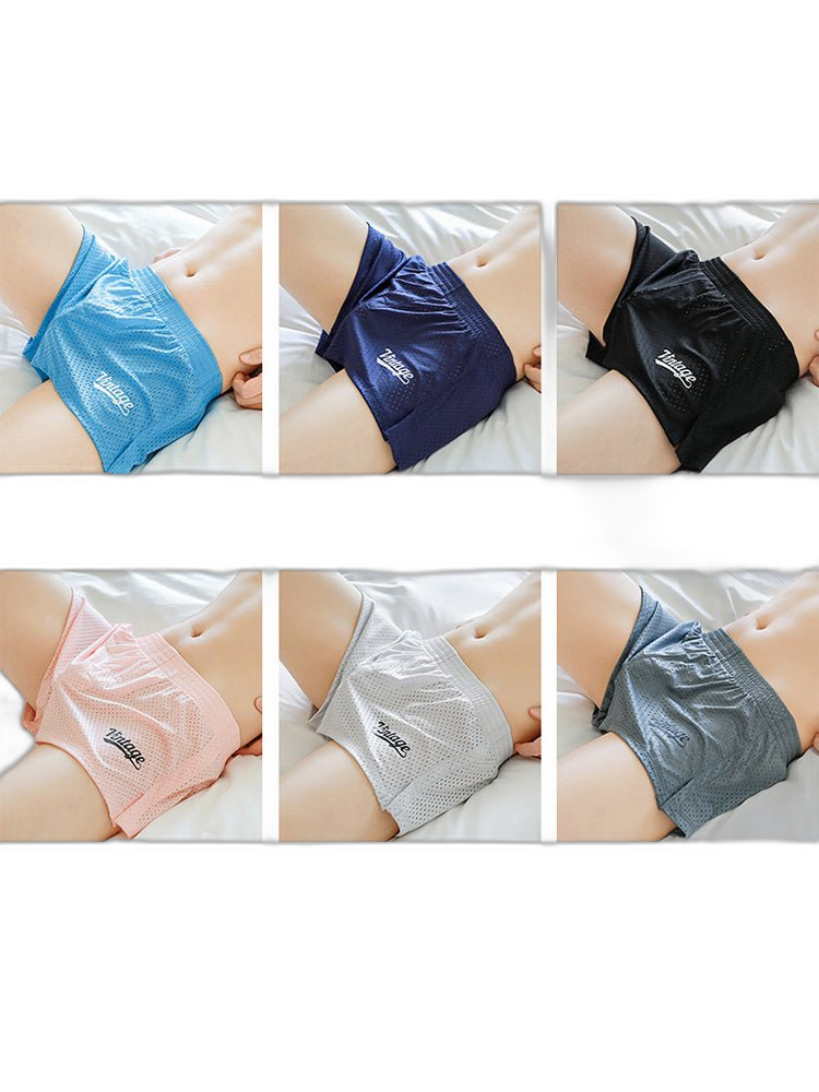 2 Pack Men's Seamless Comfort Quick-Dry Lightweight & Airy Mesh Boxers Shorts