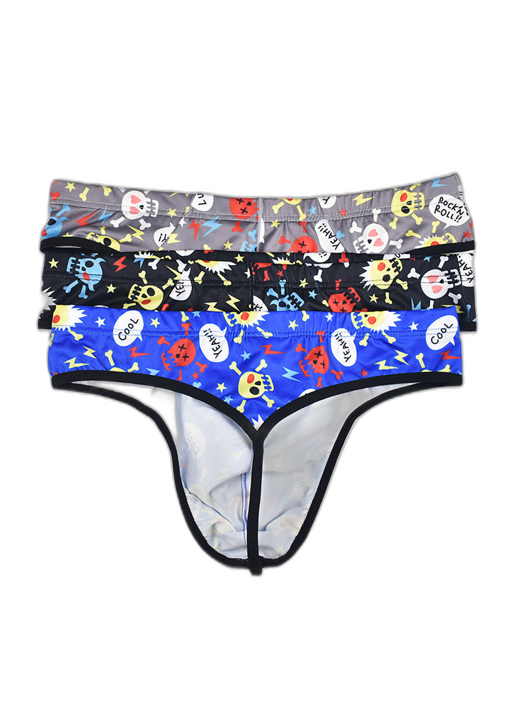 3 Pack Men's Skull Print Thong - Edgy & Sexy