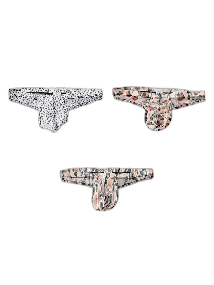 3 Pack Men's Ice Silk Comfy Waistband Low-Rise Sexy Stretch Thong