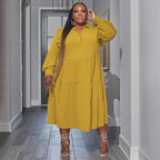 Women's Fashion Ruffle-Shoulder Long-Sleeve Layered Dress