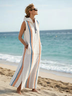 Women's Casual Sleeveless Split Dress With Two Pockets