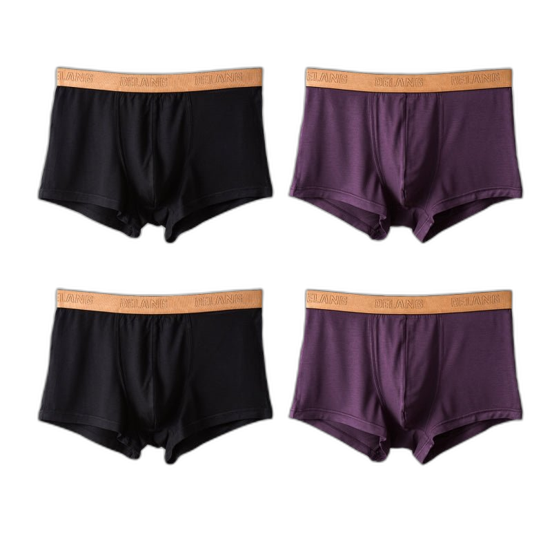 Modal Ultra-soft Solid Mid-waist Men's Boxer Briefs