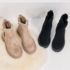 Middle Tube Plush Warm Cotton Shoes Leather And Fur Integrated Winter Women's Boots