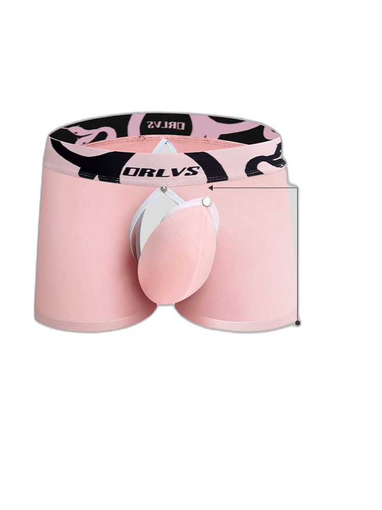 Men's Detachable Pouch Easy-Access Open Fly Modal Split-Crotch Boxers Briefs