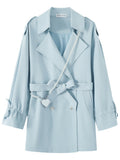 Women's Senior British Style Blue Trench Coat