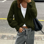 Fashionable Multi-color Sweater With Long Sleeves And Buttons For Women