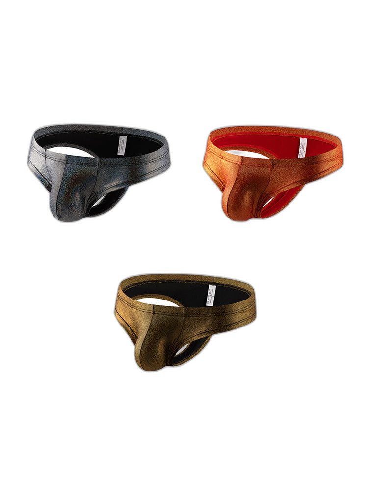 3 Pack Men's Sparkle Thongs in Solid Colors