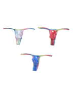 3-pack Men's Sexy Rainbow Transparent Convex Pouch Breathable Thong