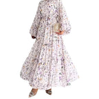 Chiffon Floral Dress With Belt Long Length Stylish And Elegant