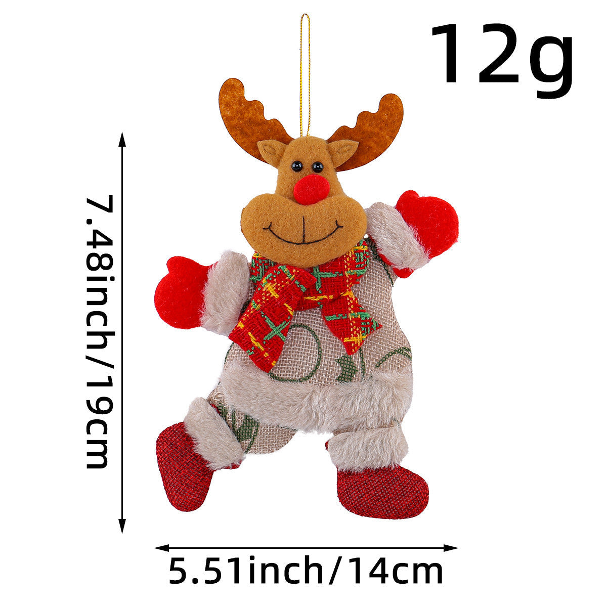 Festive Christmas Tree Ornaments - Santa, Snowman, Reindeer & Bear Figures With Red & White Scarves, Golden Balls & Red Bows - Perfect For Holiday Decor, Christmas Decorations