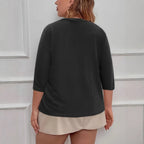 Elegant Half-Sleeve Slightly Stretchy Cardigan With Four Buttons